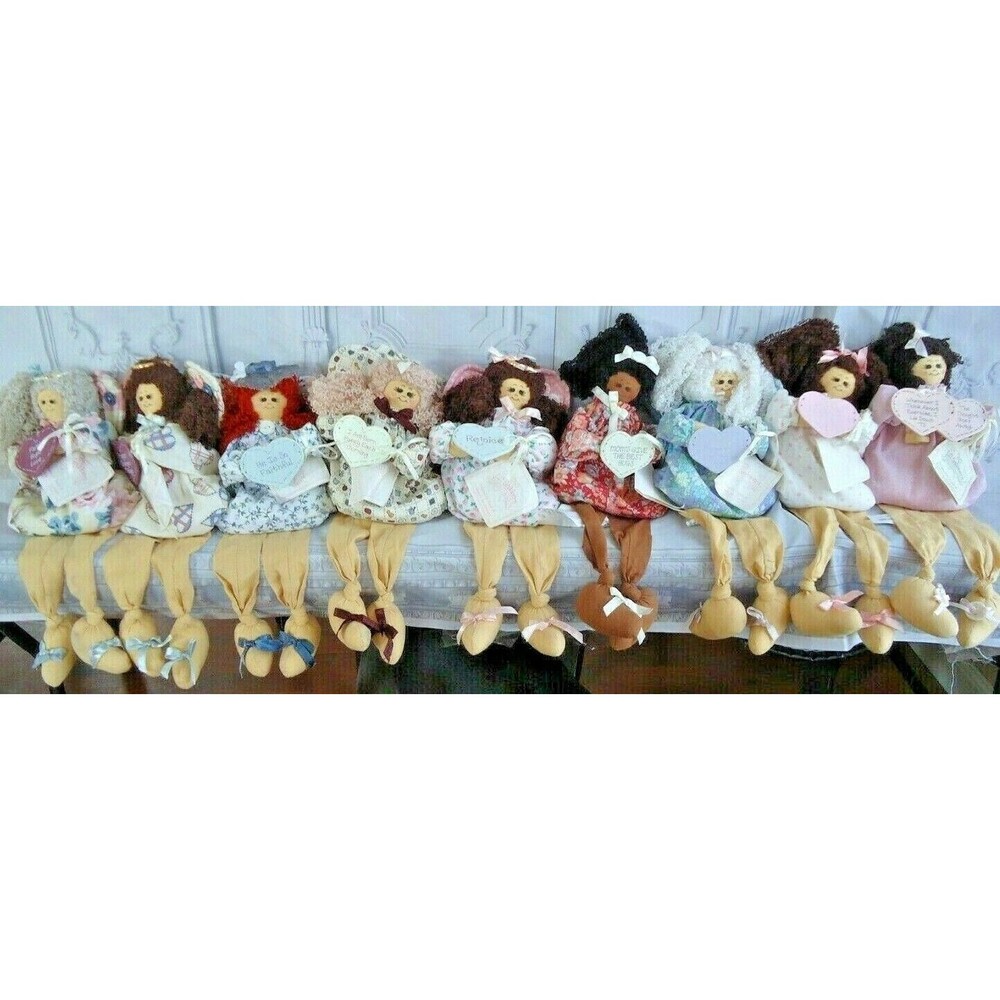 Vintage 1997 Teddi B. Creations Lil Grabbers Enesco Lot of 9 Shelf Angels NWT